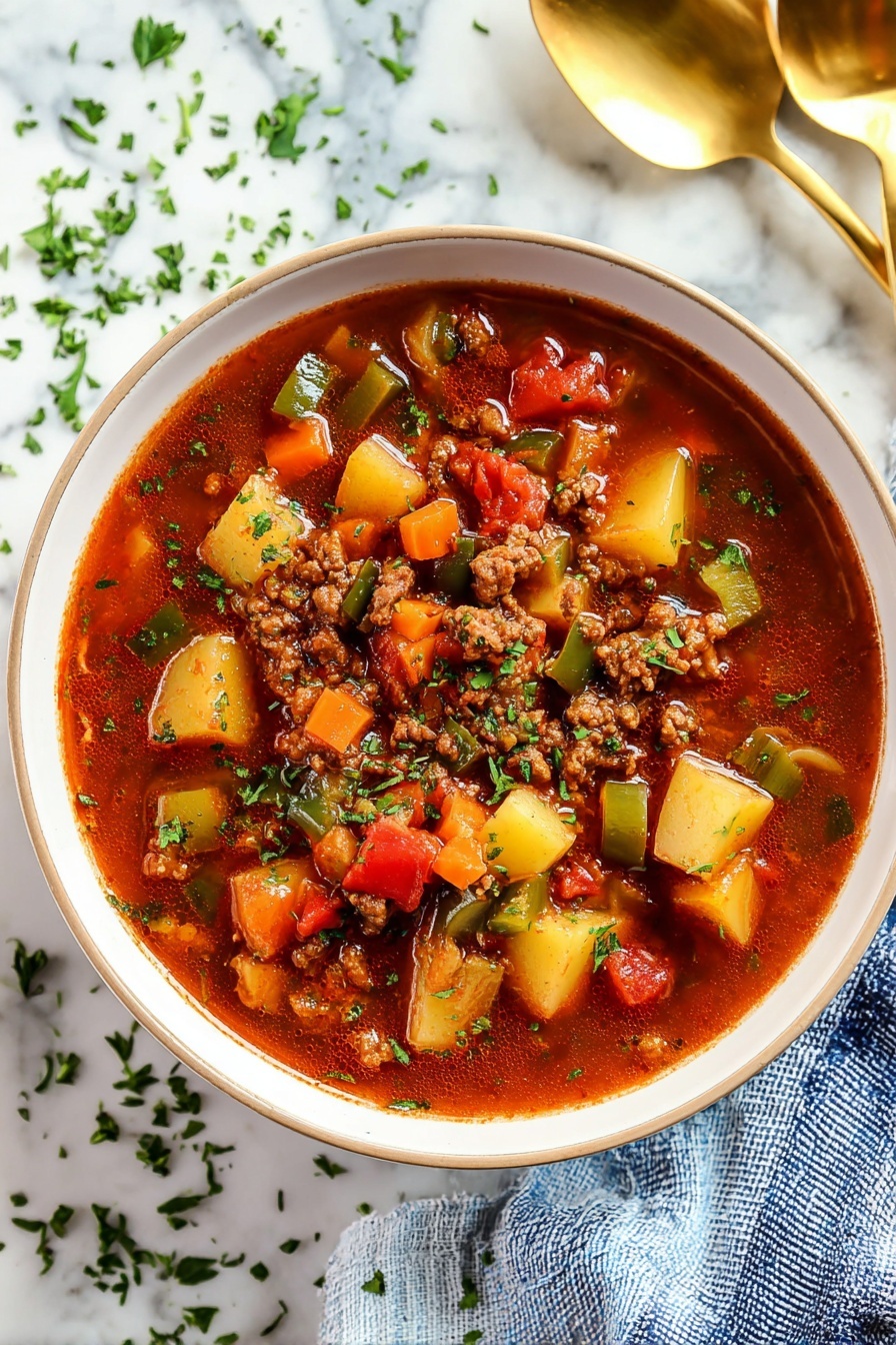 Hearty Hamburger Soup - Serving Suggestion