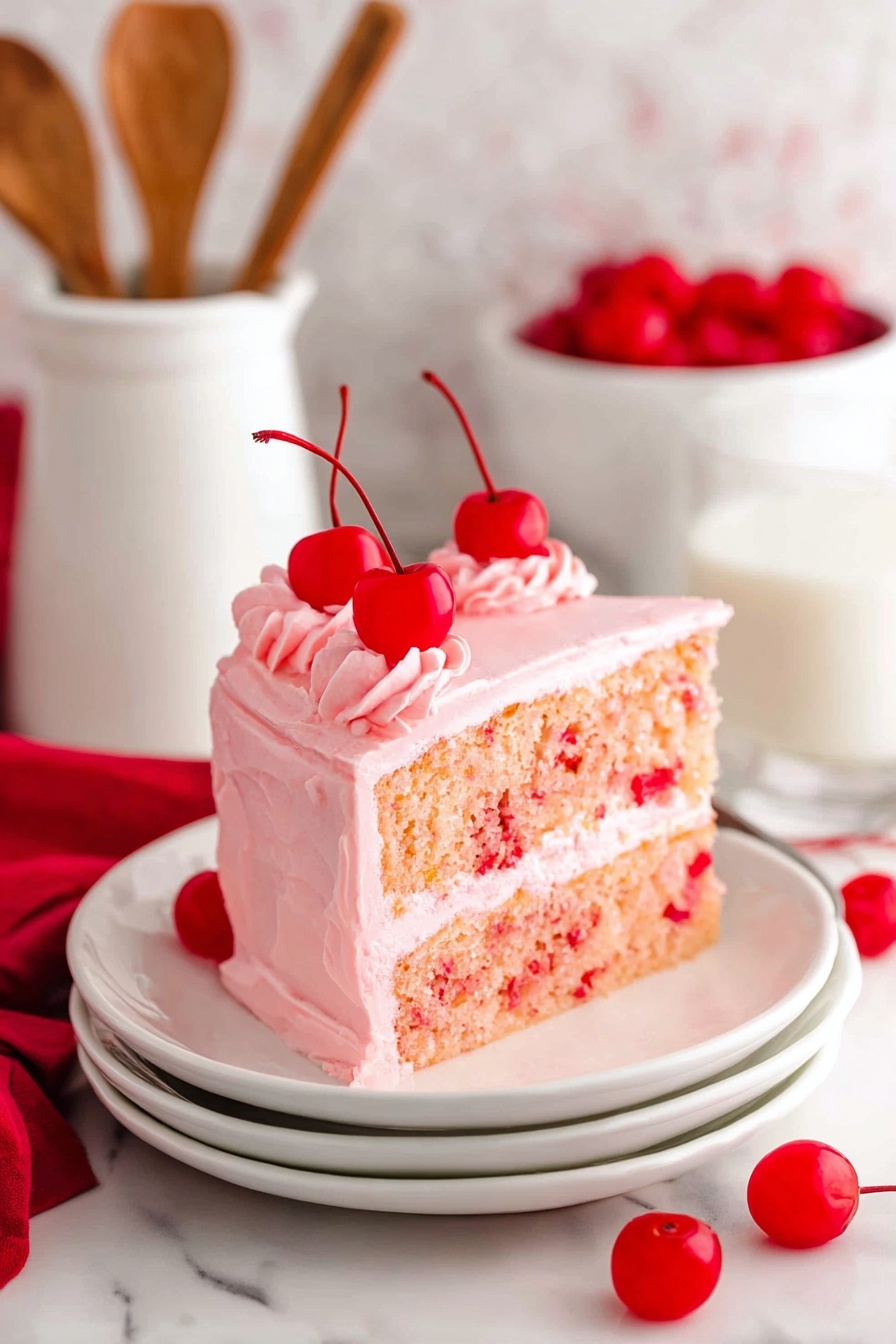 A clear glass mixing bowl sits on a white marbled surface filled with a creamy light orange batter. On top of the batter, there is a pile of bright red chopped cherries. A whisk with a wooden handle is partially dipped into the batter, ready to mix the cherries in. photo taken with an iphone --ar 2:3 --v 7