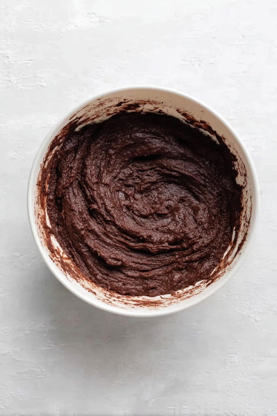 The image shows two square brownies stacked on top of each other on a white marbled surface. Each brownie has three layers: a thick dark brown chocolate layer at the bottom, a creamy light yellow cheesecake layer in the middle with bits of red raspberry sauce swirling through it, and a top layer of cheesecake with more red raspberry swirls, forming a marbled pattern. In the background, there are more brownies and a small white bowl filled with fresh red raspberries. photo taken with an iphone --ar 2:3 --v 7