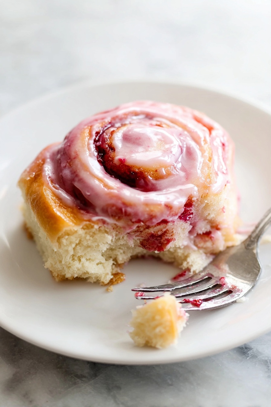 A clear glass rectangular baking dish holds twelve uncooked rolls arranged in three rows of four. Each roll has two visible layers: a smooth light beige dough layer tightly spiraled around a bright red jelly-like filling that spreads slightly unevenly within the spiral. The dish rests on a white marbled surface with some small jelly smears around the rolls and on the dish edges. The rolls appear soft and thick with rounded edges, and they fill most of the dish's base photo taken with an iphone --ar 2:3 --v 7